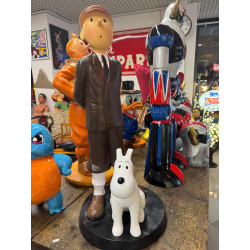 STATUA TINTIN E MILOU IN RESINA,  H 85 cm